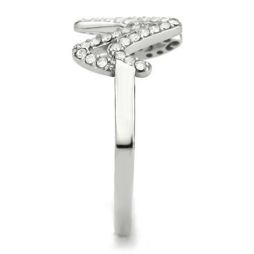 DA339 - No Plating Stainless Steel Ring with AAA Grade CZ in Clear